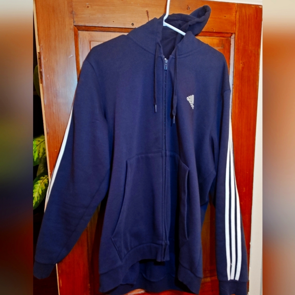 Adidas fleece full zip hoodie XXL, legend ink(navy blue)